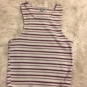 maroon and white stripped tank top